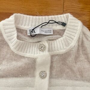 Zara Women's Cream Cardigan with Crystal Buttons